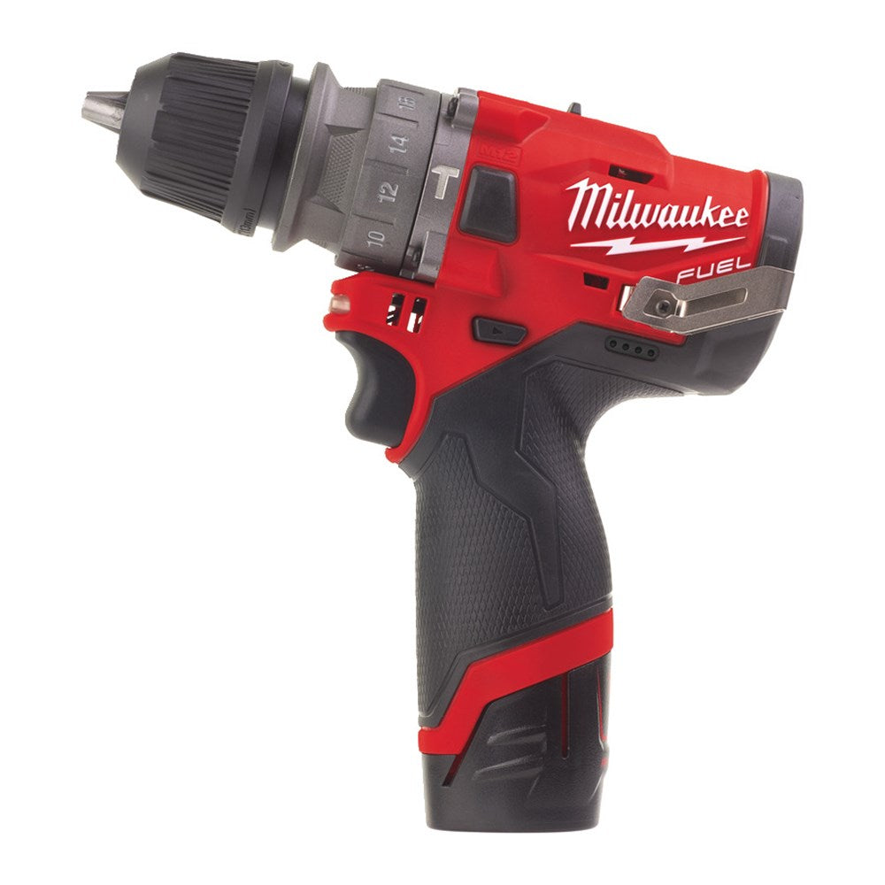 Milwaukee M12 FPDXKIT-202X Li-Ion FUEL™ subcompacte boormachine met verw. Kop (accu klopboormachine)